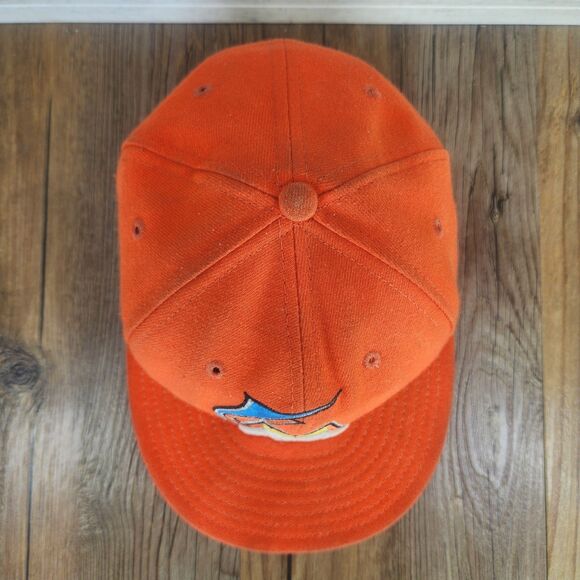 Miami Marlins New Era 59fifty Fitted Sz 7 1/8 Hat Cap Orange Baseball On-Field - Picture 7 of 11